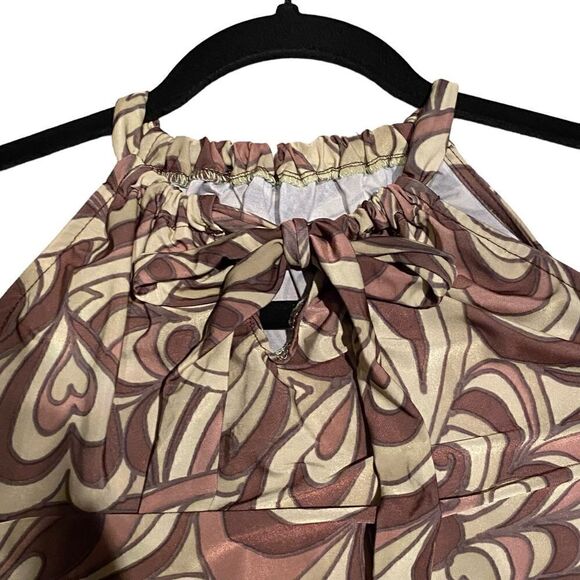 EUC Unique Sleeveless Summer Top in Brown and Green - Picture 2 of 5